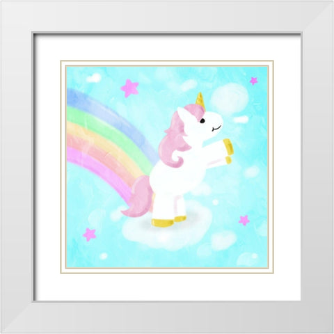 Unicorn White Modern Wood Framed Art Print with Double Matting by Villa, Mlli