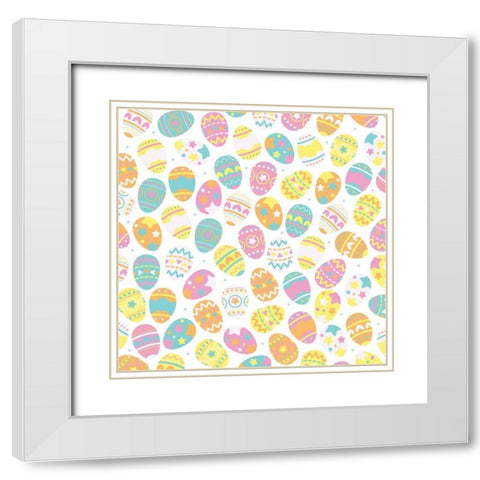 Easter Eggs White Modern Wood Framed Art Print with Double Matting by Villa, Mlli