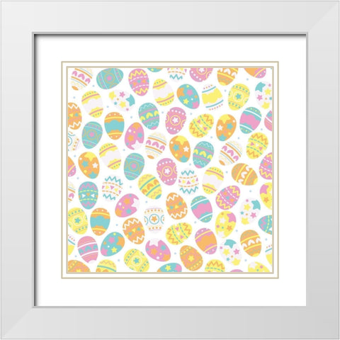 Easter Eggs White Modern Wood Framed Art Print with Double Matting by Villa, Mlli