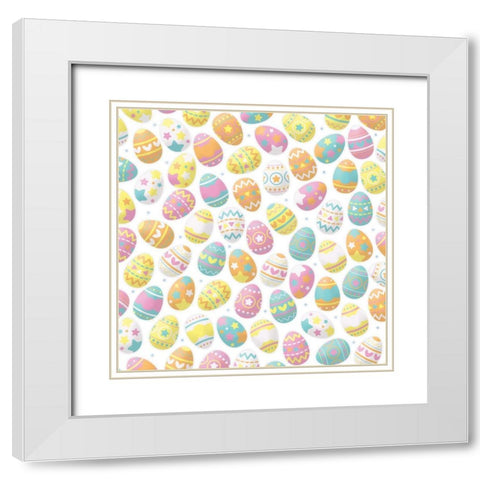Easter Eggs Pop White Modern Wood Framed Art Print with Double Matting by Villa, Mlli