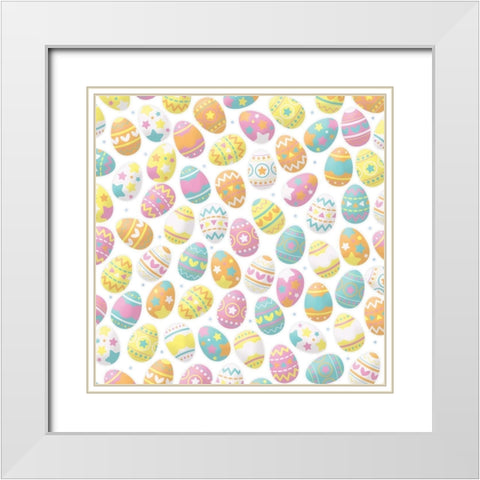 Easter Eggs Pop White Modern Wood Framed Art Print with Double Matting by Villa, Mlli