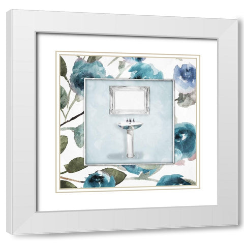 Blue Water Sink White Modern Wood Framed Art Print with Double Matting by Villa, Mlli