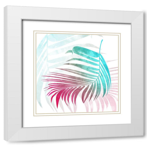 Bright Palms Mate White Modern Wood Framed Art Print with Double Matting by Villa, Mlli