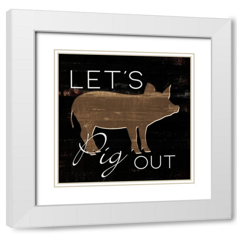 Lets Pig Out White Modern Wood Framed Art Print with Double Matting by Villa, Mlli