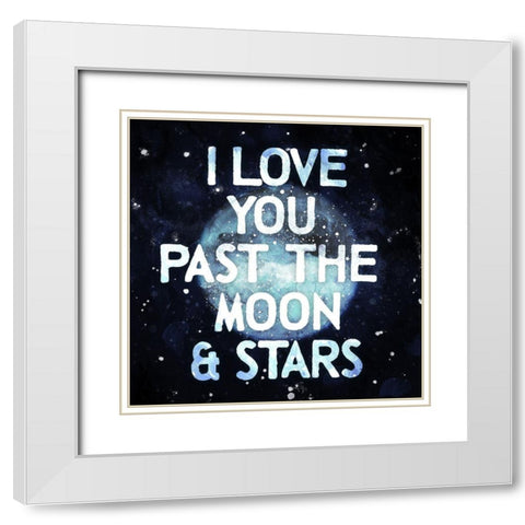 Moon And Stars White Modern Wood Framed Art Print with Double Matting by Villa, Mlli