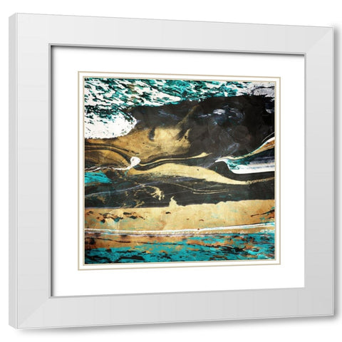 Teal Desert White Modern Wood Framed Art Print with Double Matting by Villa, Mlli
