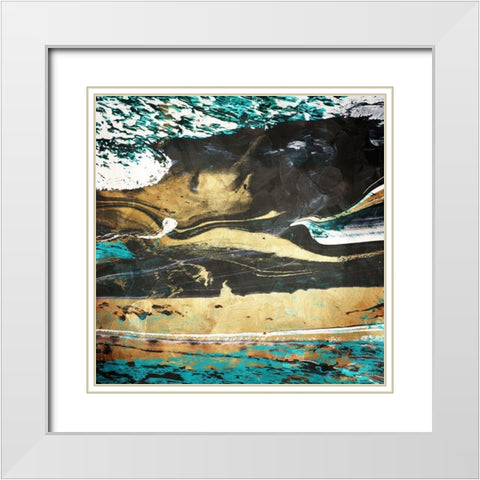 Teal Desert White Modern Wood Framed Art Print with Double Matting by Villa, Mlli