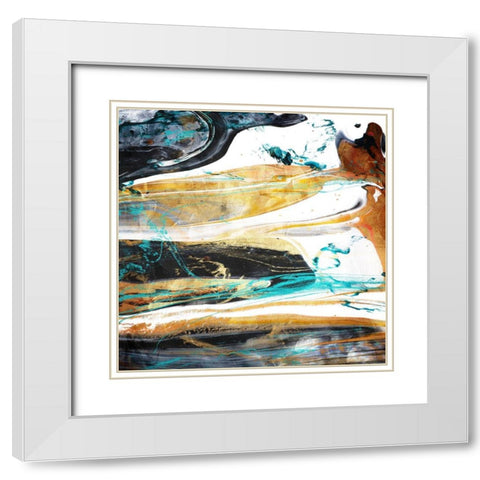 Teal Desert Mate White Modern Wood Framed Art Print with Double Matting by Villa, Mlli