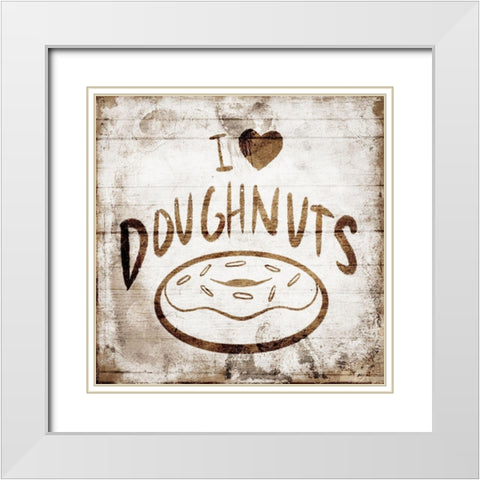 I Love Doughnuts White Modern Wood Framed Art Print with Double Matting by Villa, Mlli