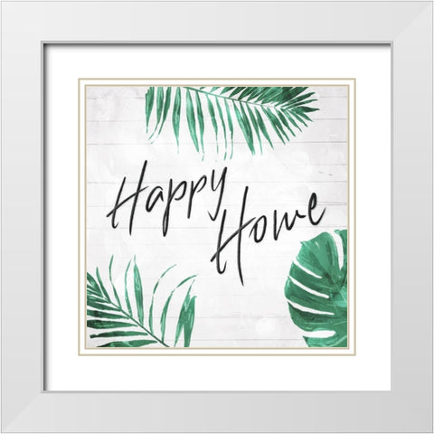 Happy Home White Modern Wood Framed Art Print with Double Matting by Villa, Mlli