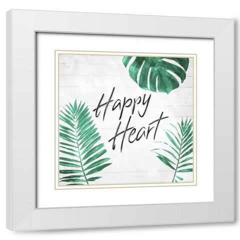 Happy Heart White Modern Wood Framed Art Print with Double Matting by Villa, Mlli