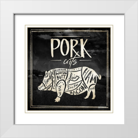 Pork Cuts White Modern Wood Framed Art Print with Double Matting by Villa, Mlli