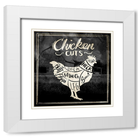 Chicken Cuts White Modern Wood Framed Art Print with Double Matting by Villa, Mlli