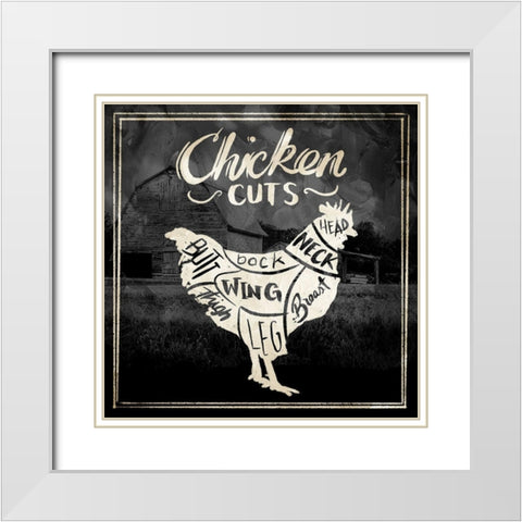 Chicken Cuts White Modern Wood Framed Art Print with Double Matting by Villa, Mlli
