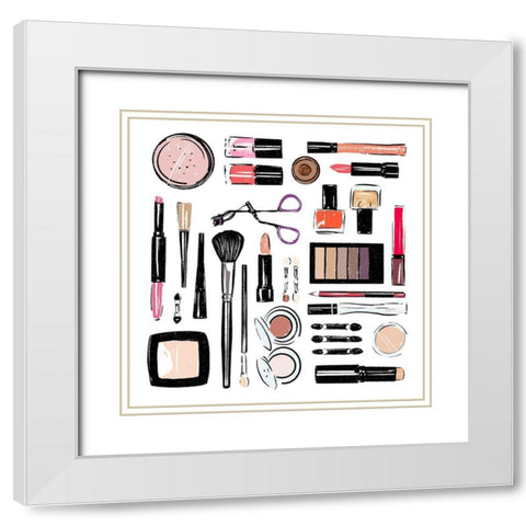 Make Up Tools White Modern Wood Framed Art Print with Double Matting by Villa, Mlli