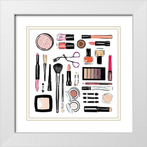 Make Up Tools White Modern Wood Framed Art Print with Double Matting by Villa, Mlli