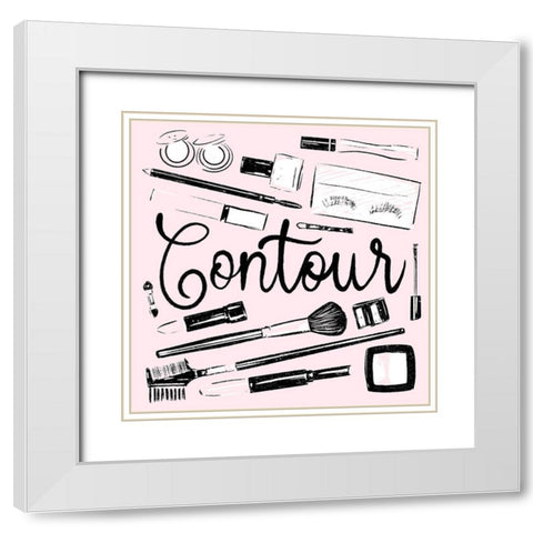 Contour Of Pink White Modern Wood Framed Art Print with Double Matting by Villa, Mlli