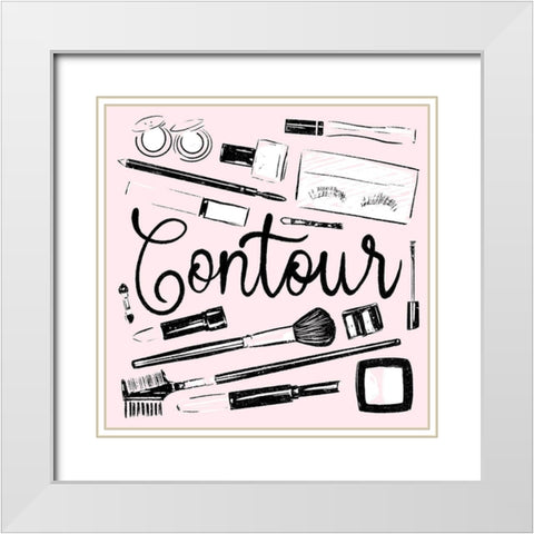 Contour Of Pink White Modern Wood Framed Art Print with Double Matting by Villa, Mlli