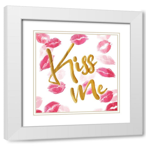 Kiss Me White Modern Wood Framed Art Print with Double Matting by Villa, Mlli