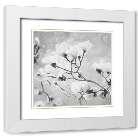 Tree of White Flowers BW 2 White Modern Wood Framed Art Print with Double Matting by Villa, Milli