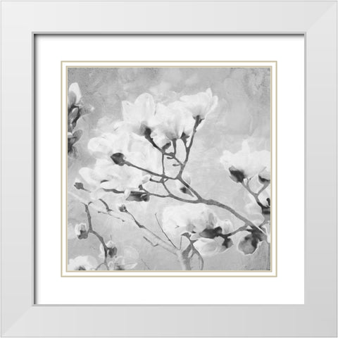 Tree of White Flowers BW 2 White Modern Wood Framed Art Print with Double Matting by Villa, Milli
