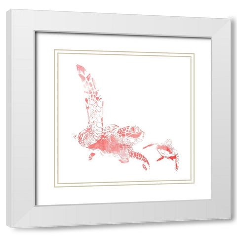 Turtles In The Sea Coral White Modern Wood Framed Art Print with Double Matting by Villa, Mlli