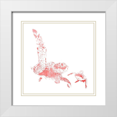 Turtles In The Sea Coral White Modern Wood Framed Art Print with Double Matting by Villa, Mlli
