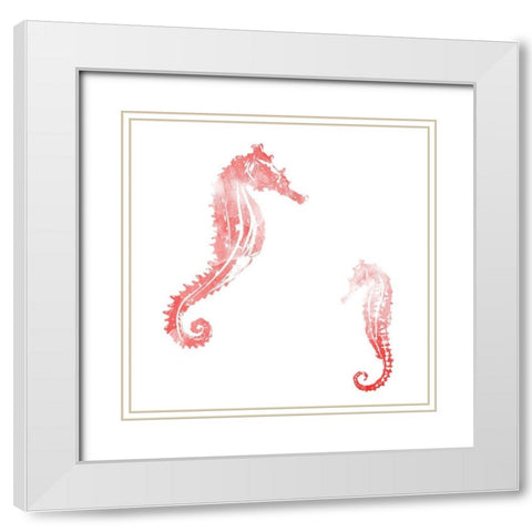 Horses In The Sea Coral White Modern Wood Framed Art Print with Double Matting by Villa, Mlli