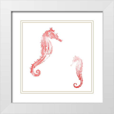 Horses In The Sea Coral White Modern Wood Framed Art Print with Double Matting by Villa, Mlli