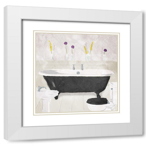 Bathroom Florals Mate White Modern Wood Framed Art Print with Double Matting by Villa, Mlli