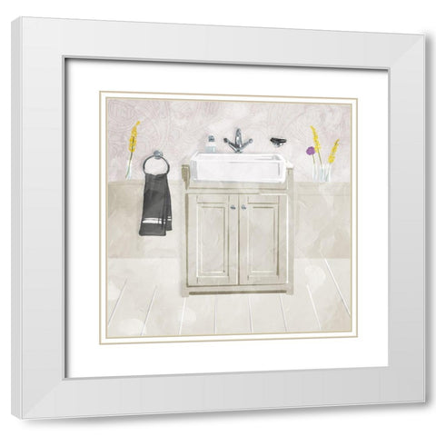 Sink Florals White Modern Wood Framed Art Print with Double Matting by Villa, Mlli