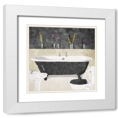 Bathroom Florals Mate White Modern Wood Framed Art Print with Double Matting by Villa, Mlli