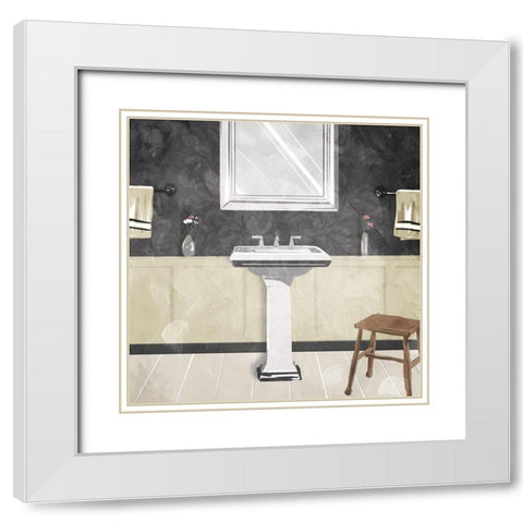 Sink Florals Dark White Modern Wood Framed Art Print with Double Matting by Villa, Mlli