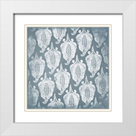 Floral Muted Pattern White Modern Wood Framed Art Print with Double Matting by Villa, Mlli