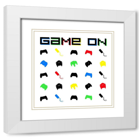 Game On Controls White Modern Wood Framed Art Print with Double Matting by Villa, Mlli