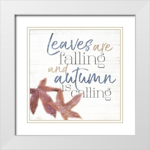 Leaves White Modern Wood Framed Art Print with Double Matting by Villa, Mlli