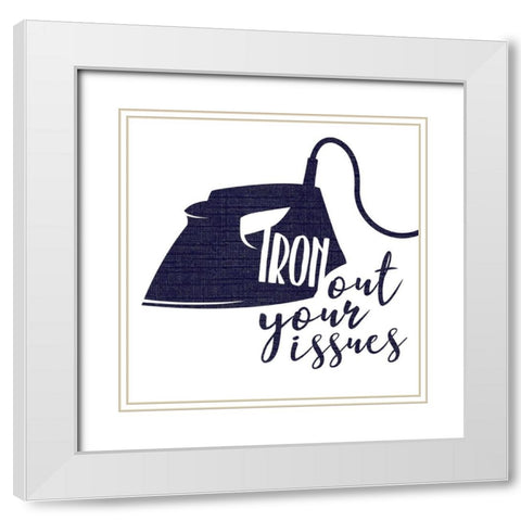 Iron Out Dark Blue White Modern Wood Framed Art Print with Double Matting by Villa, Mlli