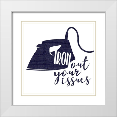 Iron Out Dark Blue White Modern Wood Framed Art Print with Double Matting by Villa, Mlli