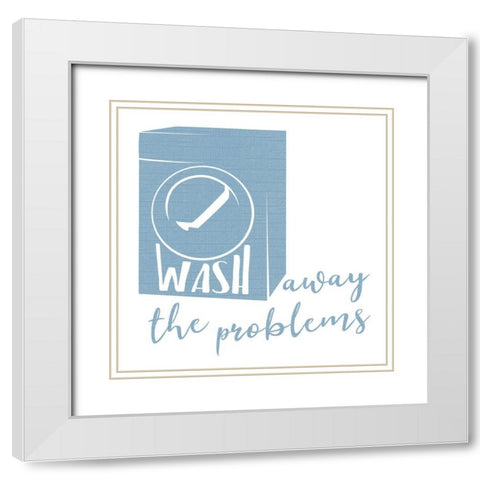 Wash Away Blue White Modern Wood Framed Art Print with Double Matting by Villa, Mlli