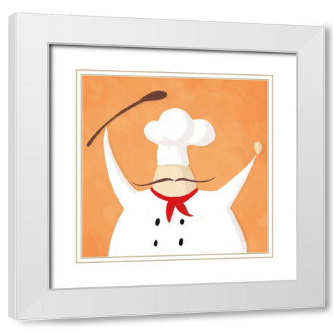 Spoon Chef White Modern Wood Framed Art Print with Double Matting by Villa, Mlli