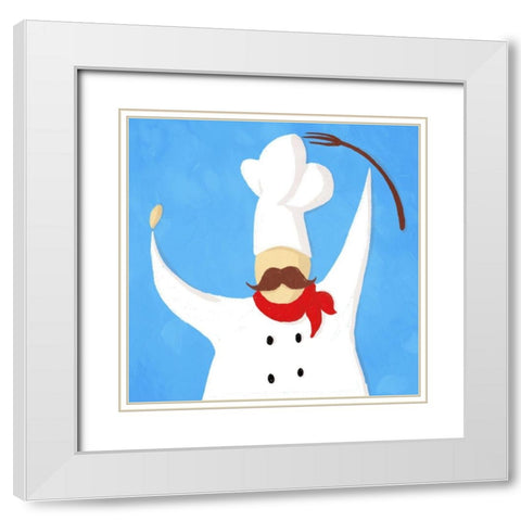 Fork Chef White Modern Wood Framed Art Print with Double Matting by Villa, Mlli