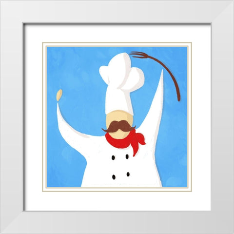 Fork Chef White Modern Wood Framed Art Print with Double Matting by Villa, Mlli