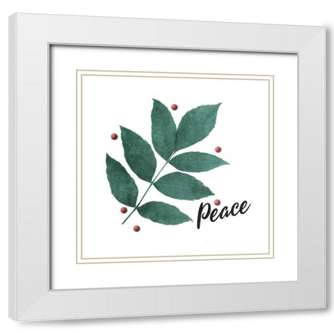 Peace Leaves White Modern Wood Framed Art Print with Double Matting by Villa, Mlli