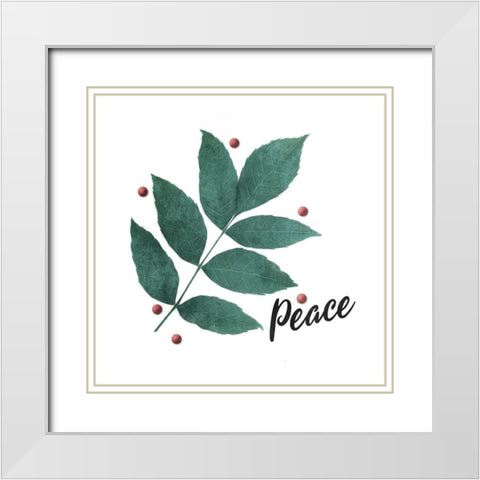 Peace Leaves White Modern Wood Framed Art Print with Double Matting by Villa, Mlli