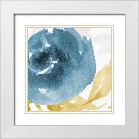 Floral blues White Modern Wood Framed Art Print with Double Matting by Villa, Mlli