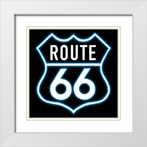 Route Neon White Modern Wood Framed Art Print with Double Matting by Villa, Mlli