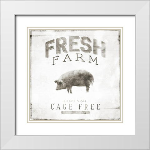 Fresh Pig White Modern Wood Framed Art Print with Double Matting by Villa, Mlli