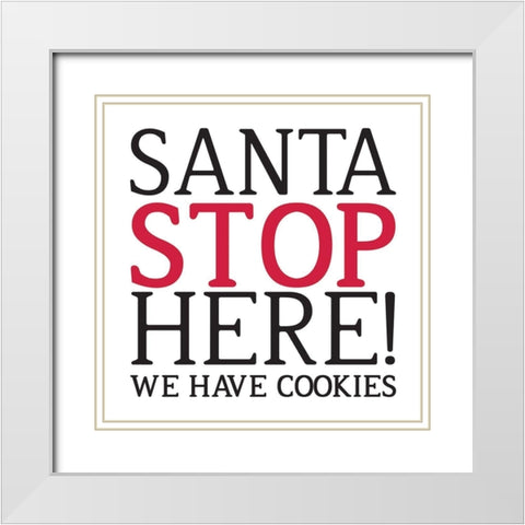 Santa Stop White Modern Wood Framed Art Print with Double Matting by Villa, Milli