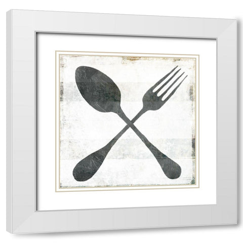 Eating Utensils White Modern Wood Framed Art Print with Double Matting by Villa, Milli