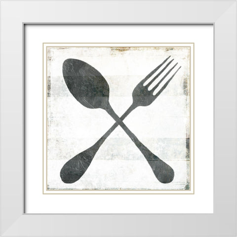Eating Utensils White Modern Wood Framed Art Print with Double Matting by Villa, Milli